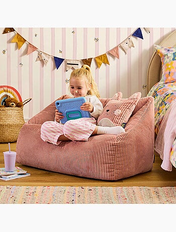 Pouf divano per bambini con cuscino a forma di animale coordinato in velluto a coste - icon