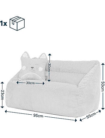 Pouf divano per bambini con cuscino a forma di animale coordinato in velluto a coste - icon