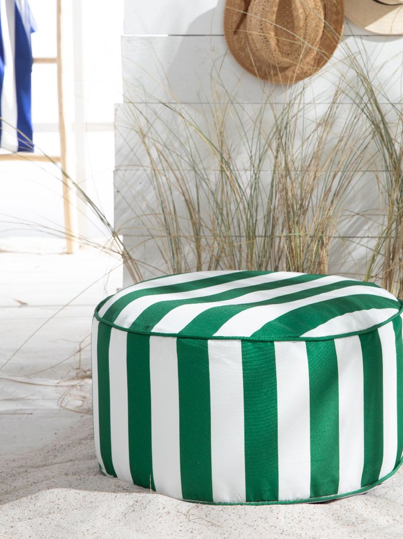 Pouf Quadrato In Cotone Con Righe Blu E Crema, 40 Cm, Seduta E Poggiapiedi Per Salotto, Creative Co-op