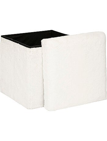 Pouf pieghevole ezzio in pelliccia bianca