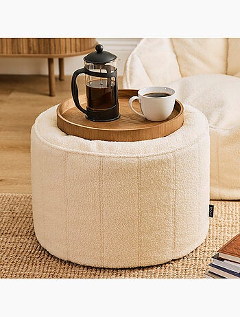 Pouf poggiapiedi rotondo milano in tessuto bouclé - icon