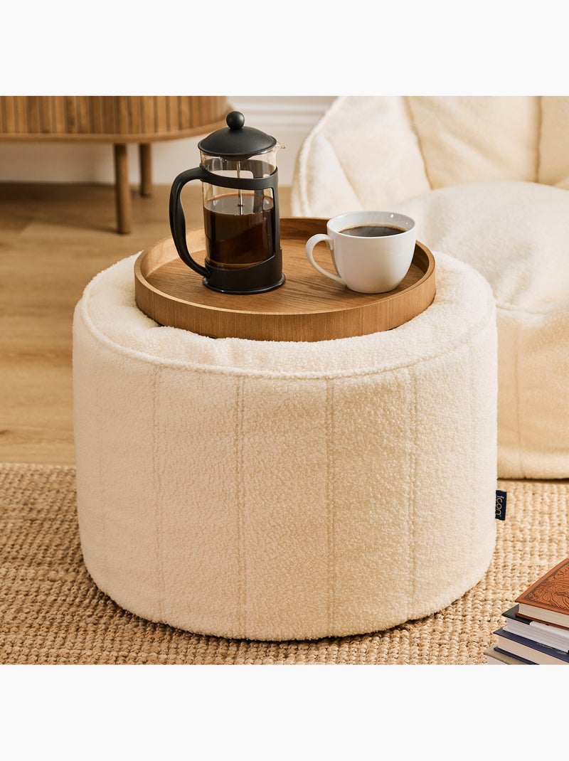 Pouf poggiapiedi rotondo milano in tessuto bouclé - icon Avorio - Kiabi