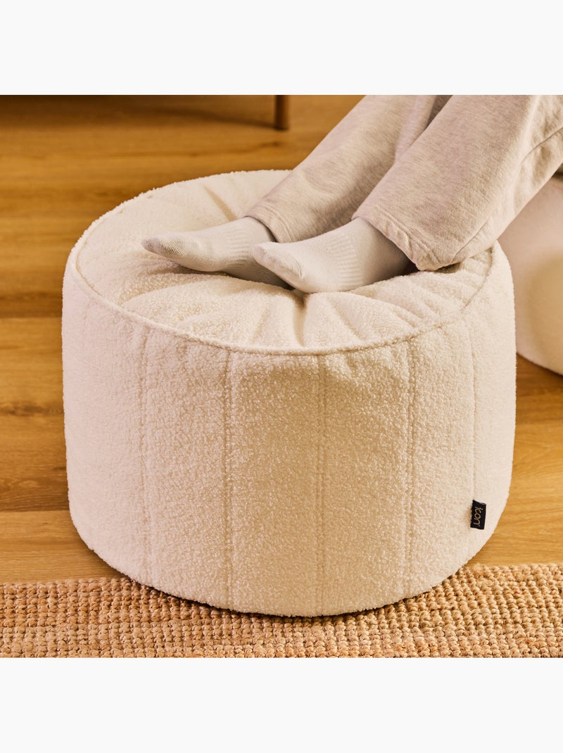 Pouf poggiapiedi rotondo milano in tessuto bouclé - icon Avorio - Kiabi