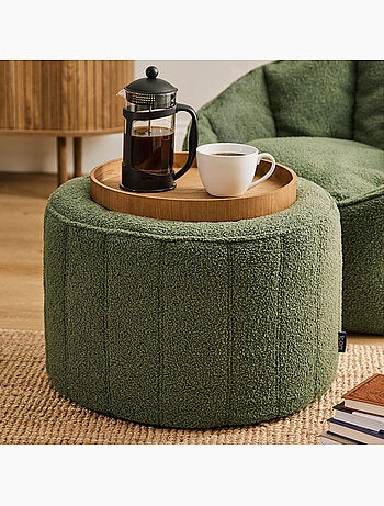 Pouf poggiapiedi rotondo milano in tessuto bouclé - icon