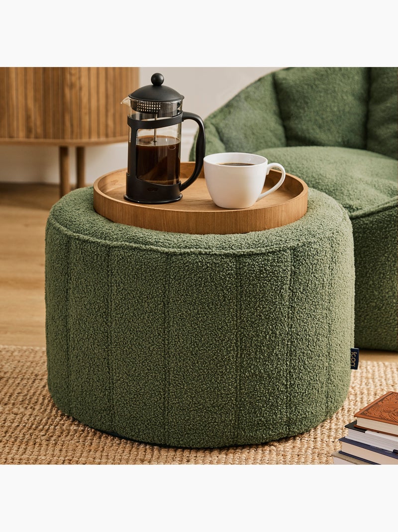 Pouf poggiapiedi rotondo milano in tessuto bouclé - icon Verde oliva - Kiabi