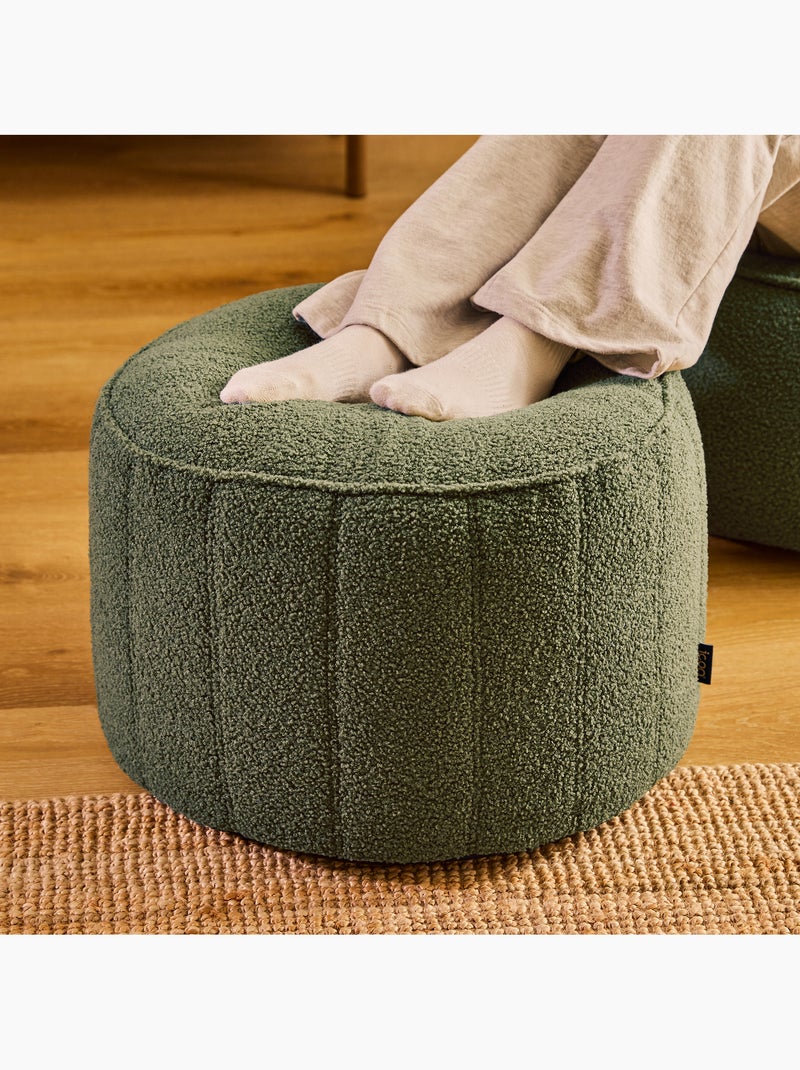 Pouf poggiapiedi rotondo milano in tessuto bouclé - icon Verde oliva - Kiabi