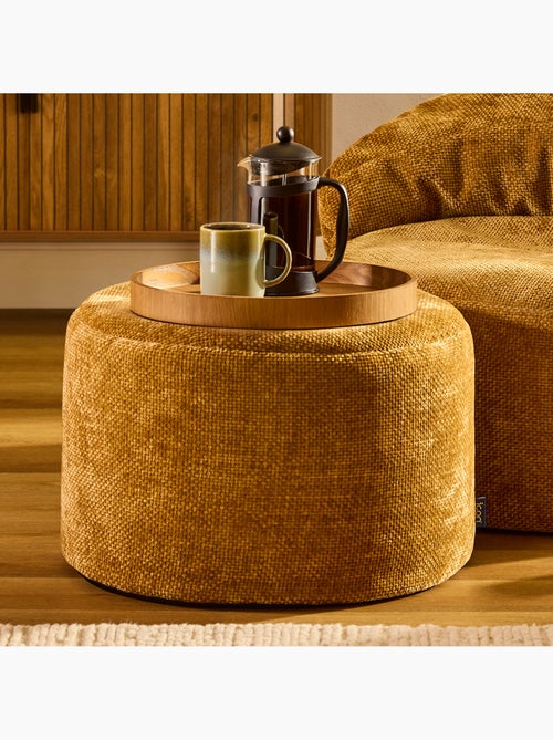 Pouf poggiapiedi rotondo milano in tessuto chenille testurizzata - icon - Kiabi