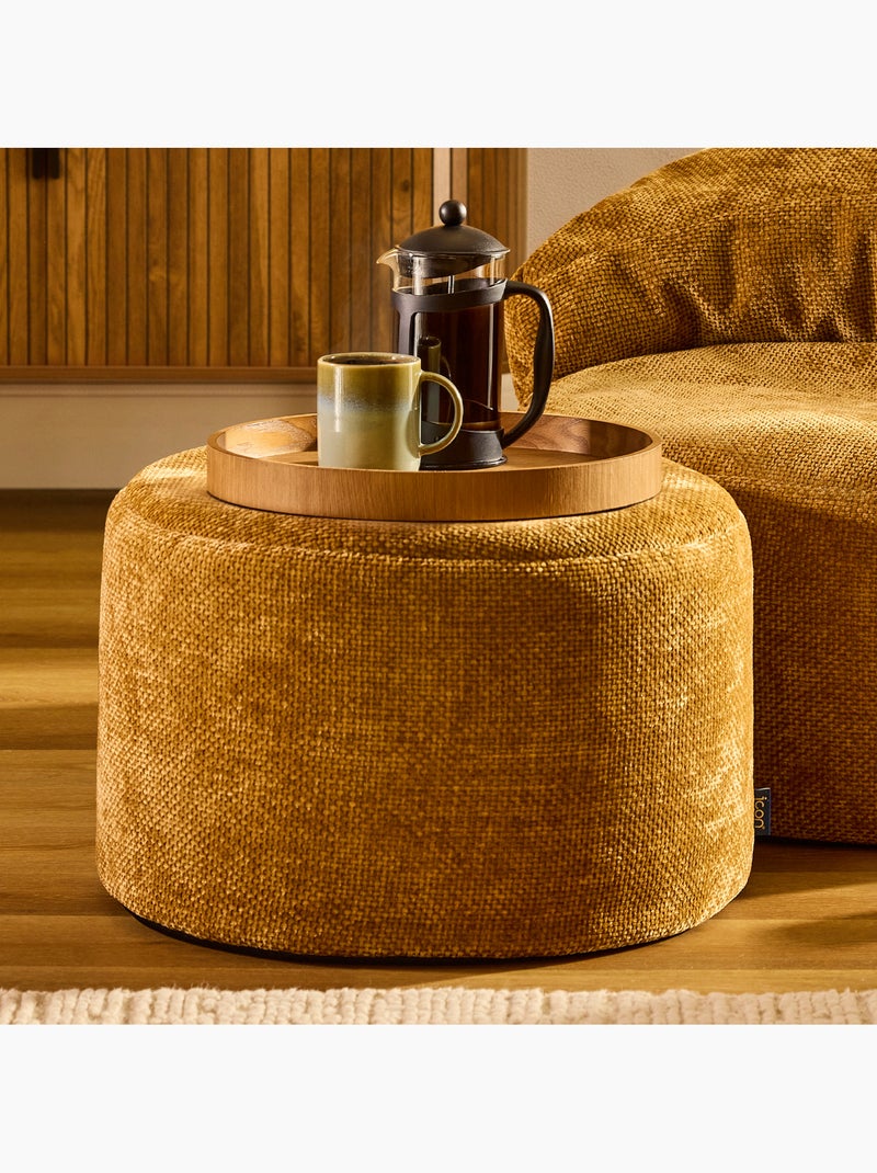 Pouf poggiapiedi rotondo milano in tessuto chenille testurizzata - icon Giallo senape - Kiabi
