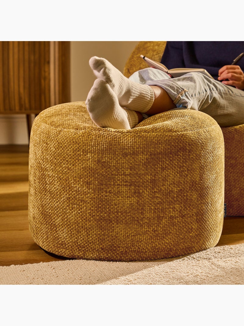 Pouf poggiapiedi rotondo milano in tessuto chenille testurizzata - icon Giallo senape - Kiabi