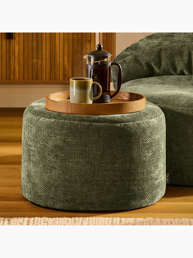 Pouf poggiapiedi rotondo milano in tessuto chenille testurizzata - icon Verde oliva - Kiabi