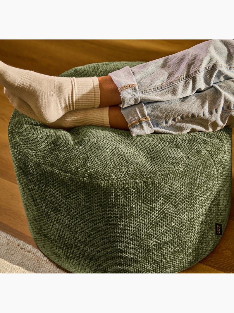 Pouf poggiapiedi rotondo milano in tessuto chenille testurizzata - icon Verde oliva - Kiabi