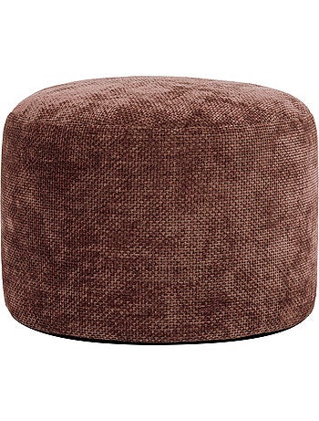 Pouf poggiapiedi rotondo milano in tessuto chenille testurizzata - icon