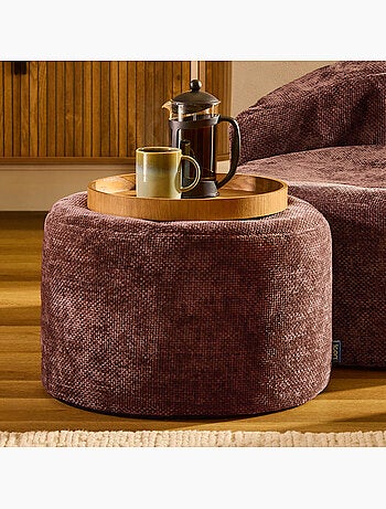 Pouf poggiapiedi rotondo milano in tessuto chenille testurizzata - icon