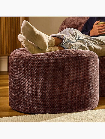 Pouf poggiapiedi rotondo milano in tessuto chenille testurizzata - icon