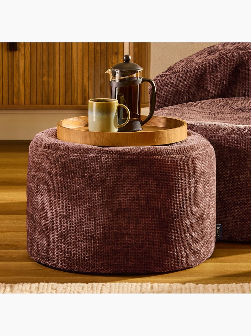 Pouf poggiapiedi rotondo milano in tessuto chenille testurizzata - icon Viola prugna - Kiabi