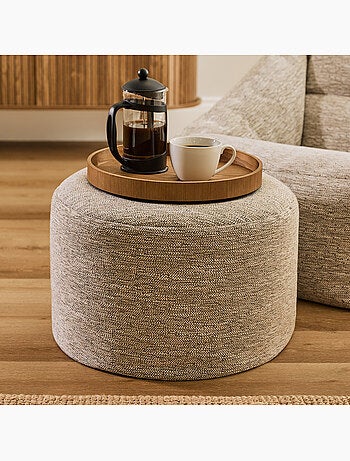 Pouf poggiapiedi rotondo milano in tessuto intrecciato - icon