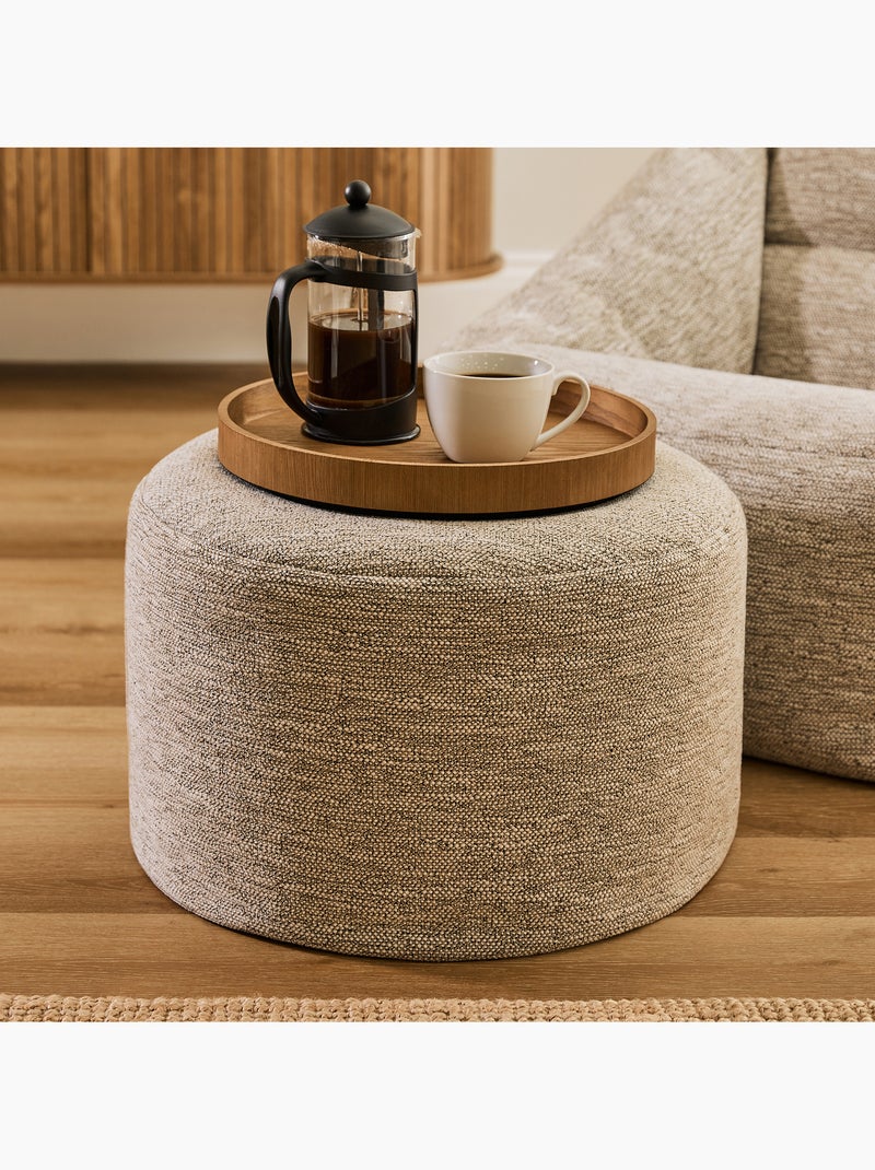 Pouf poggiapiedi rotondo milano in tessuto intrecciato - icon Beige mélange - Kiabi