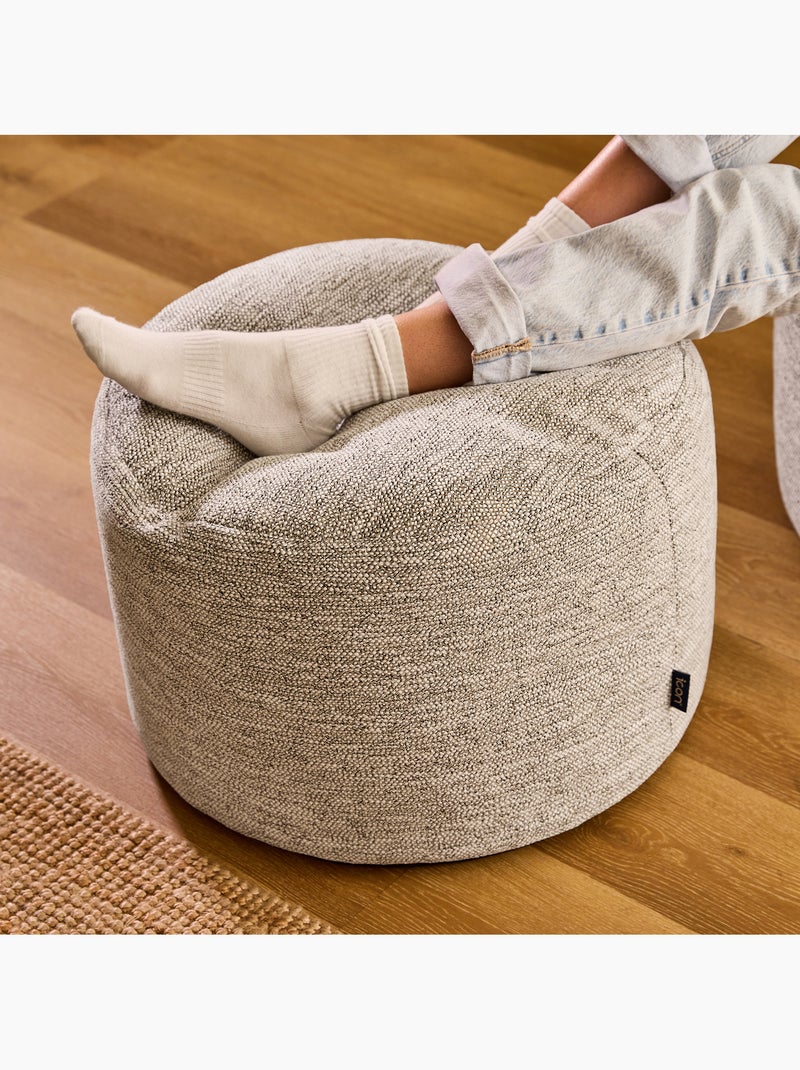Pouf poggiapiedi rotondo milano in tessuto intrecciato - icon Beige mélange - Kiabi