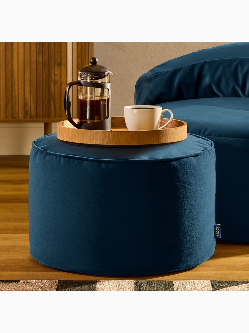 Pouf poggiapiedi rotondo milano in velluto opaco - icon Blu marino - Kiabi