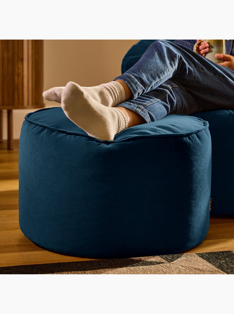 Pouf poggiapiedi rotondo milano in velluto opaco - icon Blu marino - Kiabi