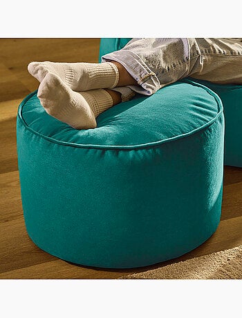 Pouf poggiapiedi rotondo milano in velluto opaco - icon