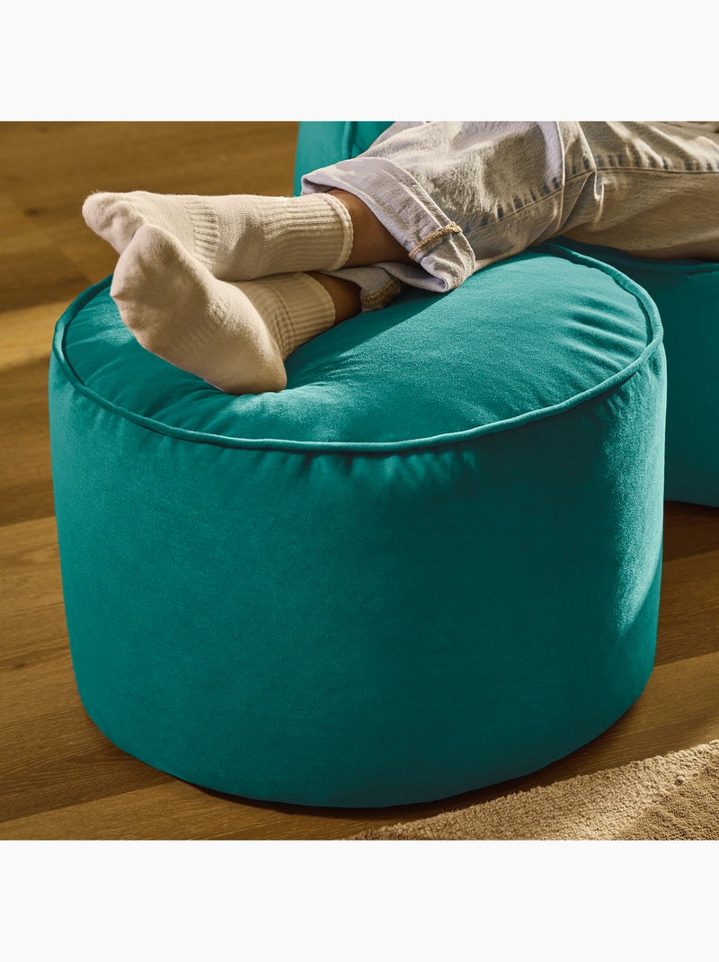 Pouf poggiapiedi rotondo milano in velluto opaco - icon Blu pavone - Kiabi