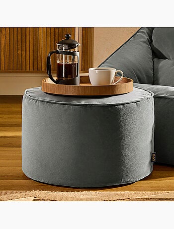 Pouf poggiapiedi rotondo milano in velluto opaco - icon