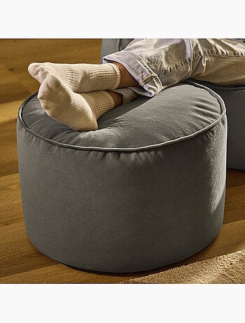 Pouf poggiapiedi rotondo milano in velluto opaco - icon