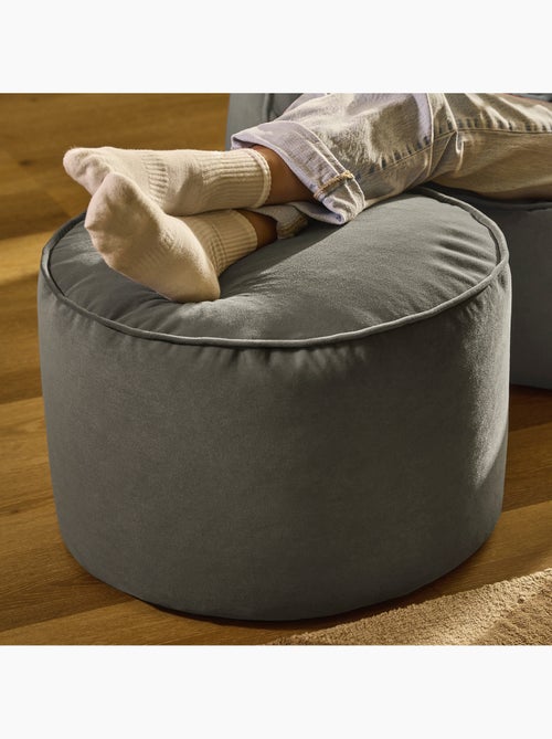Pouf poggiapiedi rotondo milano in velluto opaco - icon - Kiabi