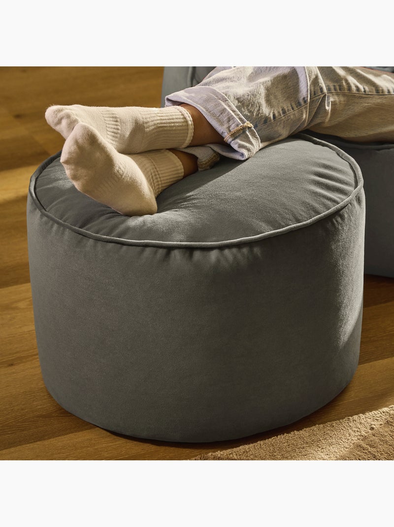 Pouf poggiapiedi rotondo milano in velluto opaco - icon Grigio antracite - Kiabi
