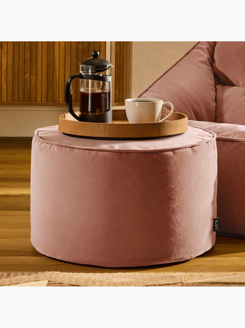 Pouf poggiapiedi rotondo milano in velluto opaco - icon Rosa chiaro - Kiabi