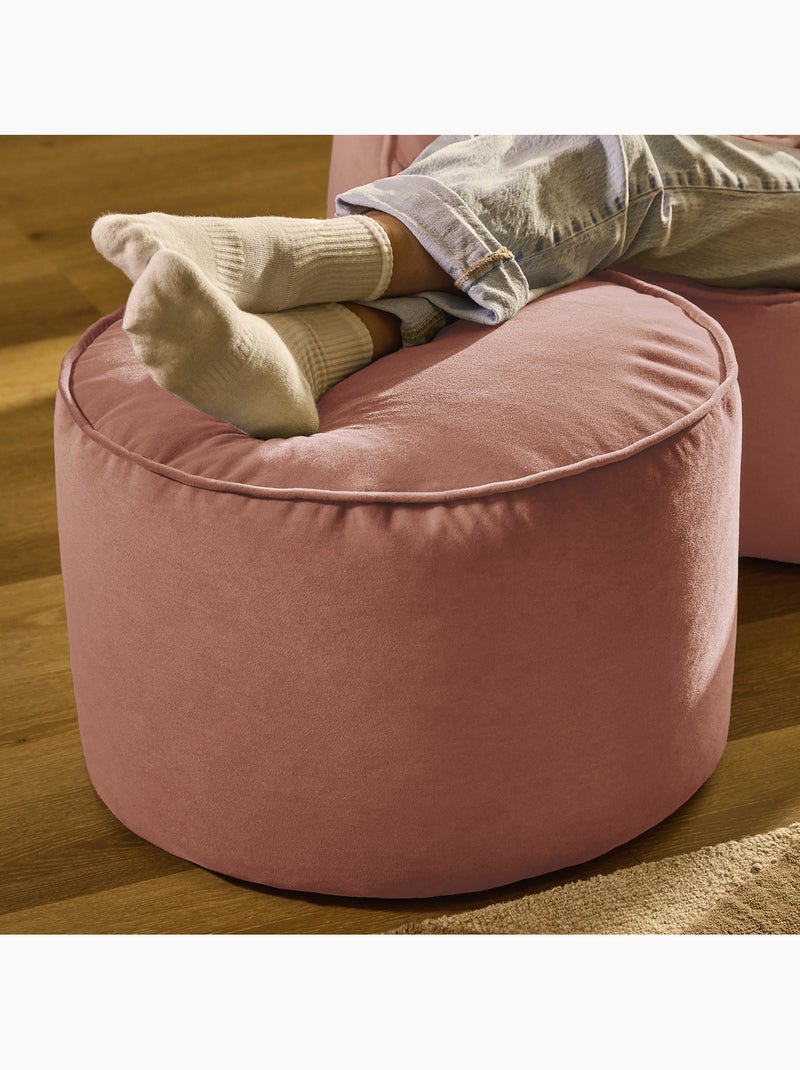 Pouf poggiapiedi rotondo milano in velluto opaco - icon Rosa chiaro - Kiabi