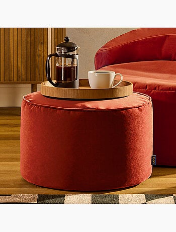 Pouf poggiapiedi rotondo milano in velluto opaco - icon
