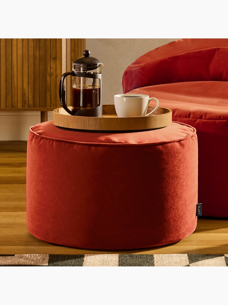 Pouf poggiapiedi rotondo milano in velluto opaco - icon Terracotta - Kiabi
