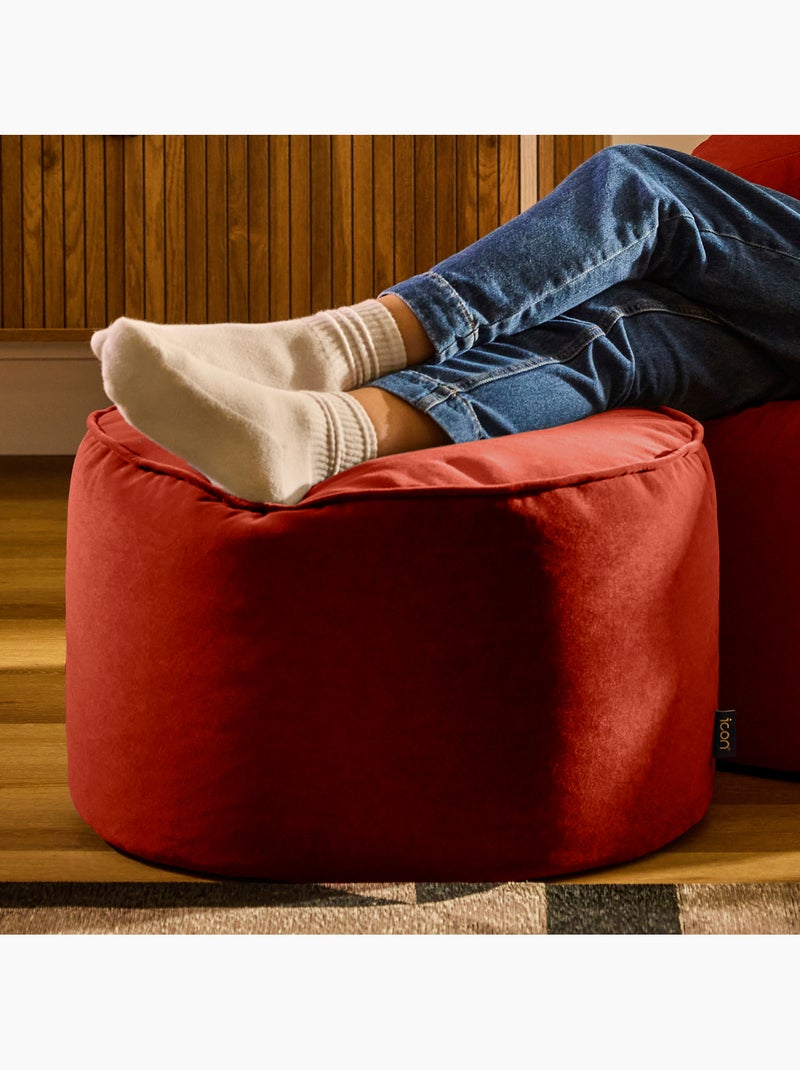 Pouf poggiapiedi rotondo milano in velluto opaco - icon Terracotta - Kiabi