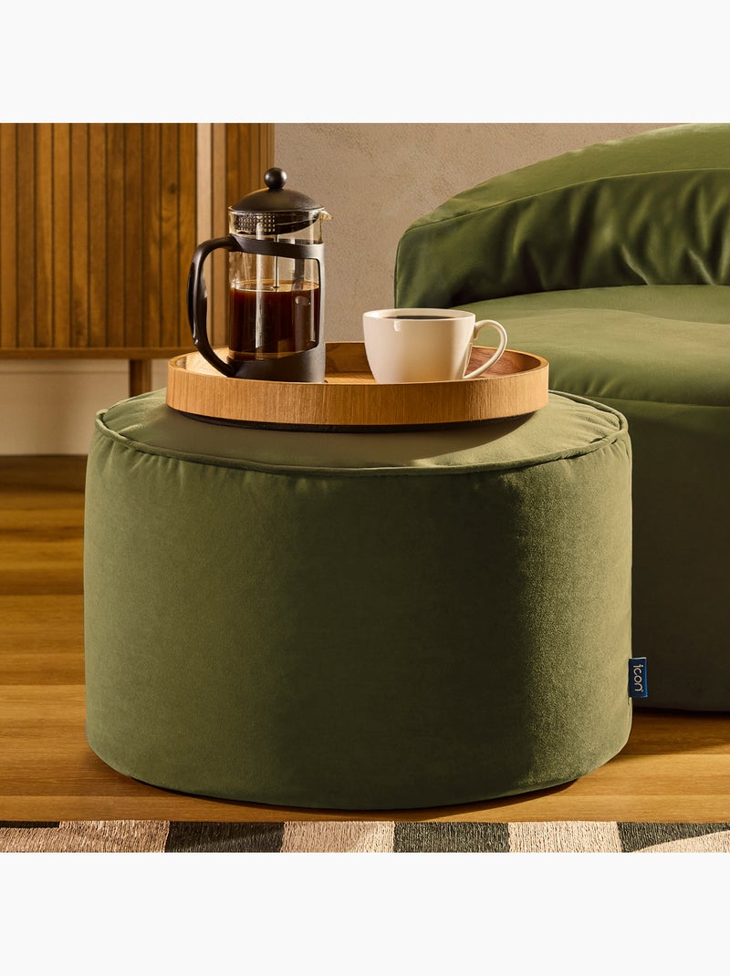 Pouf poggiapiedi rotondo milano in velluto opaco - icon Verde oliva - Kiabi