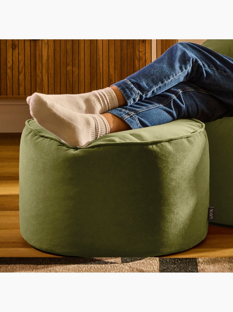 Pouf poggiapiedi rotondo milano in velluto opaco - icon Verde oliva - Kiabi