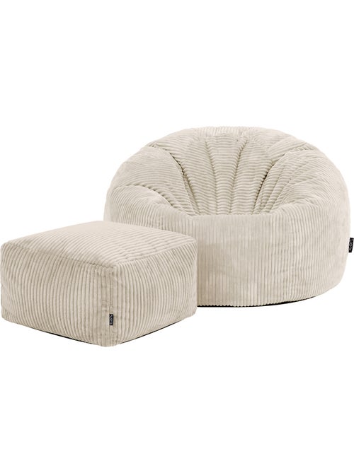Pouf poltrona classico kingston con poggiapiedi quadrato amara in velluto a coste - icon - Kiabi