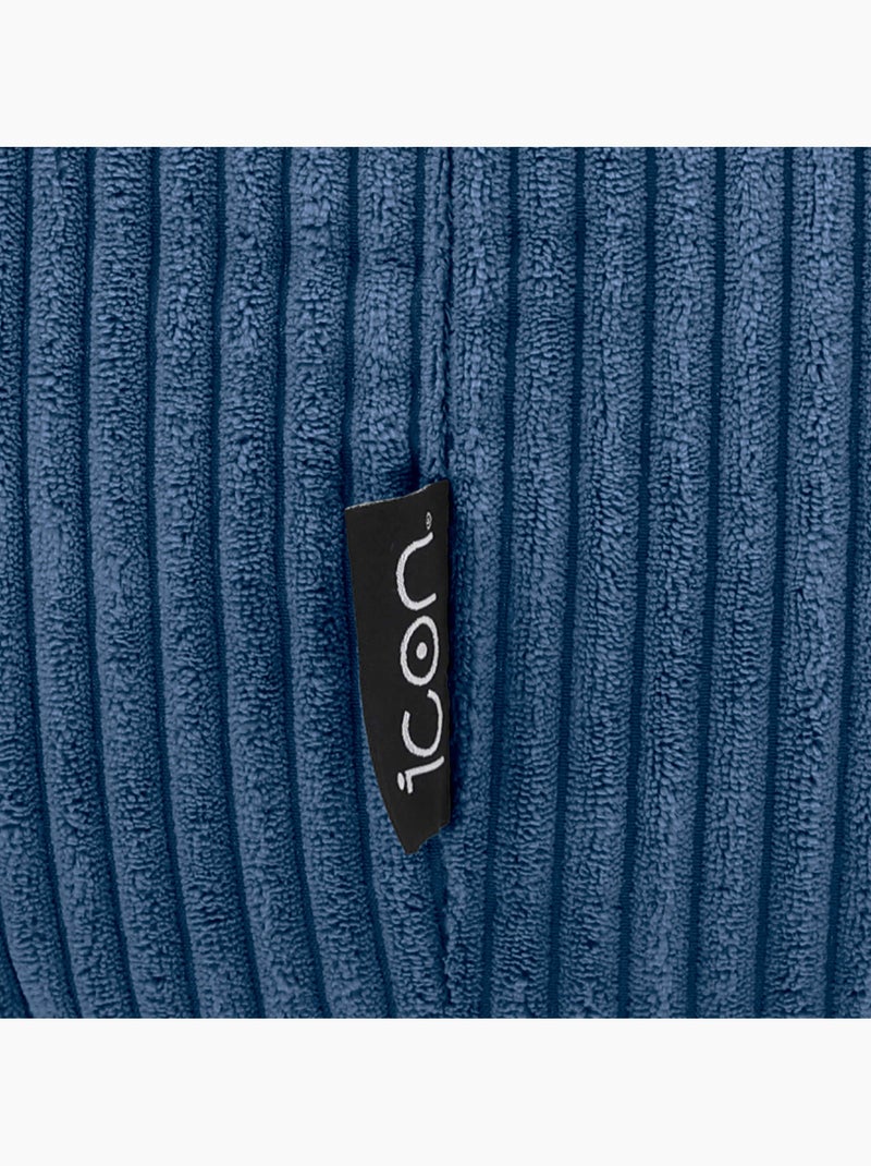 Pouf poltrona classico kingston con poggiapiedi quadrato amara in velluto a coste - icon Blu jeans - Kiabi