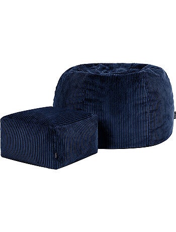 Pouf poltrona classico kingston con poggiapiedi quadrato amara in velluto a coste - icon