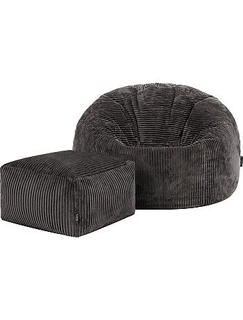 Pouf poltrona classico kingston con poggiapiedi quadrato amara in velluto a coste - icon