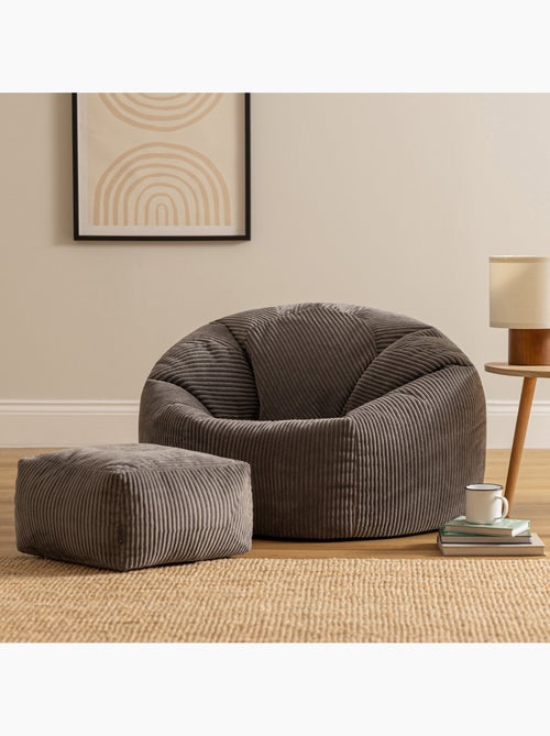 Pouf poltrona classico kingston con poggiapiedi quadrato amara in velluto a coste - icon - Kiabi