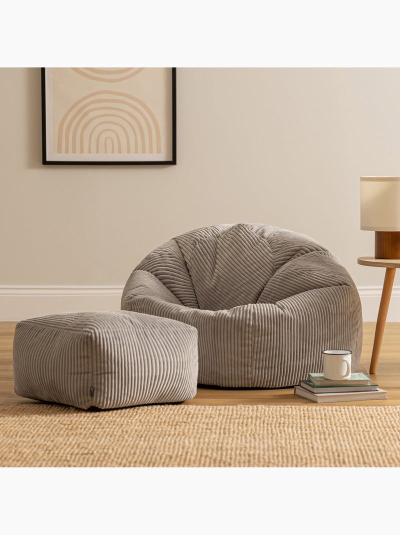 Pouf poltrona classico kingston con poggiapiedi quadrato amara in velluto a coste - icon Grigio chiaro - Kiabi