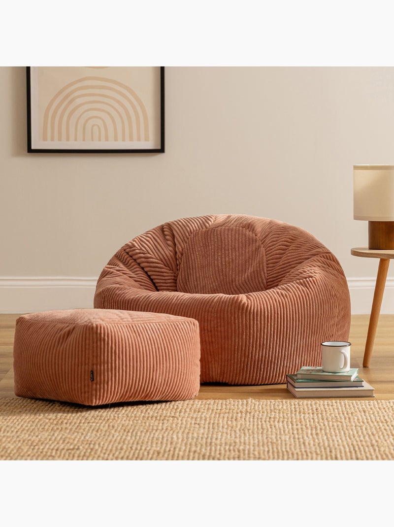 Pouf poltrona classico kingston con poggiapiedi quadrato amara in velluto a coste - icon Rosa chiaro - Kiabi