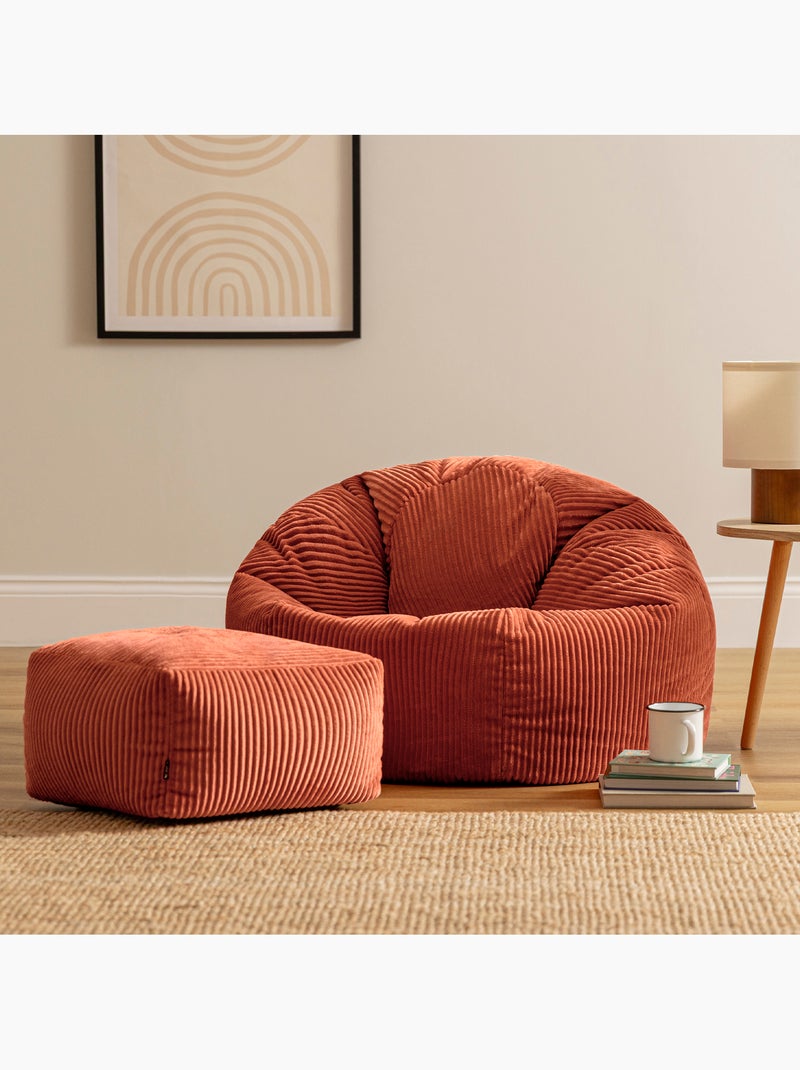 Pouf poltrona classico kingston con poggiapiedi quadrato amara in velluto a coste - icon Terracotta - Kiabi