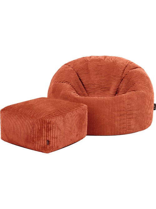 Pouf poltrona classico kingston con poggiapiedi quadrato amara in velluto a coste - icon - Kiabi