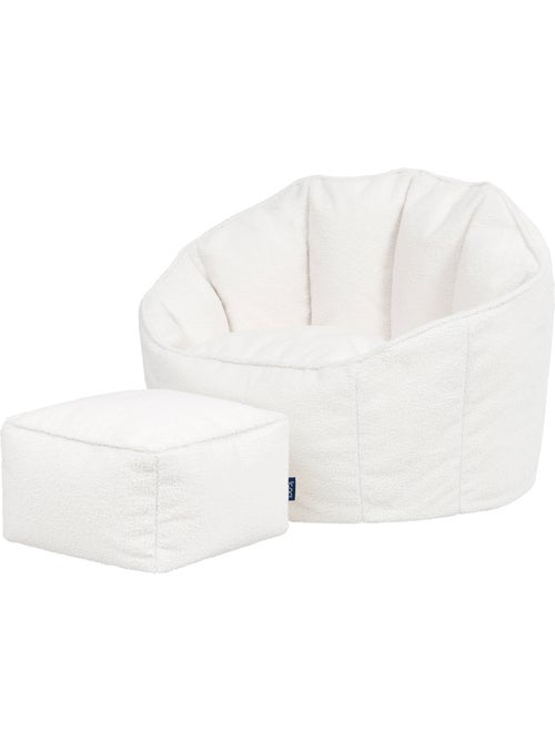 Pouf poltrona conchiglia sirena con poggiapiedi quadrato  in tessuto bouclé - icon - Kiabi