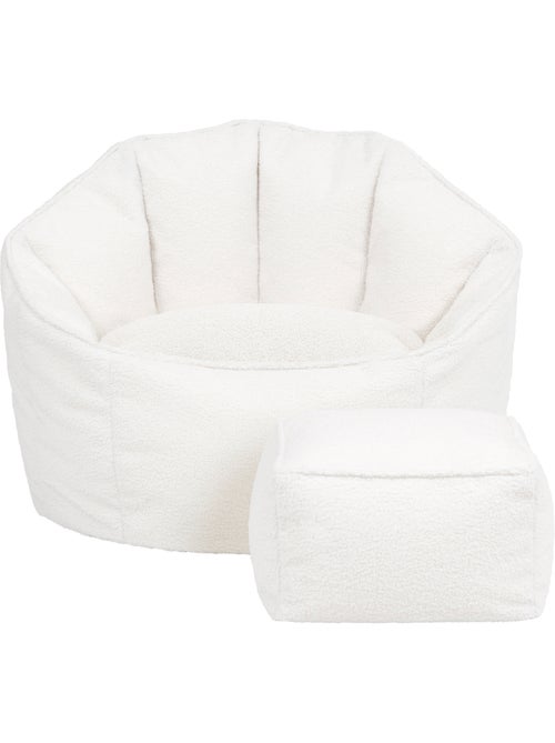 Pouf poltrona conchiglia sirena con poggiapiedi quadrato  in tessuto bouclé - icon - Kiabi