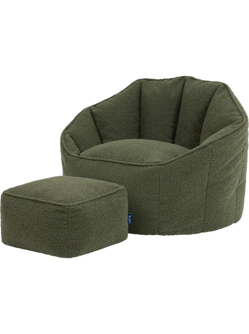 Pouf poltrona conchiglia sirena con poggiapiedi quadrato  in tessuto bouclé - icon - Kiabi
