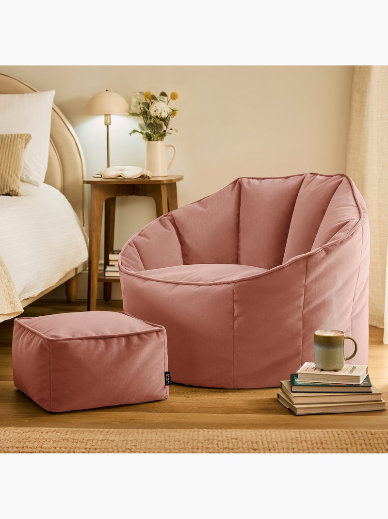 Pouf poltrona conchiglia sirena con poggiapiedi quadrato in velluto opaco - icon Rosa chiaro - Kiabi